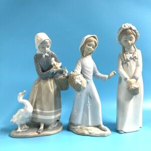 3 Lladro Girl Figurines
